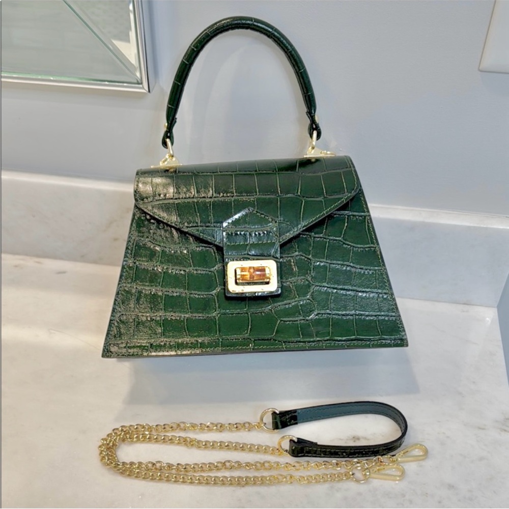 Emerald Green Top Handle Handbag